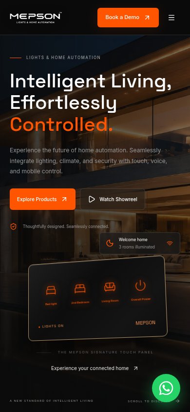 Mepson Electric actual mobile website screenshot