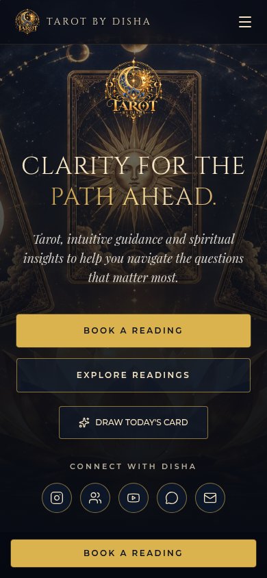 Tarot by Disha actual mobile website screenshot