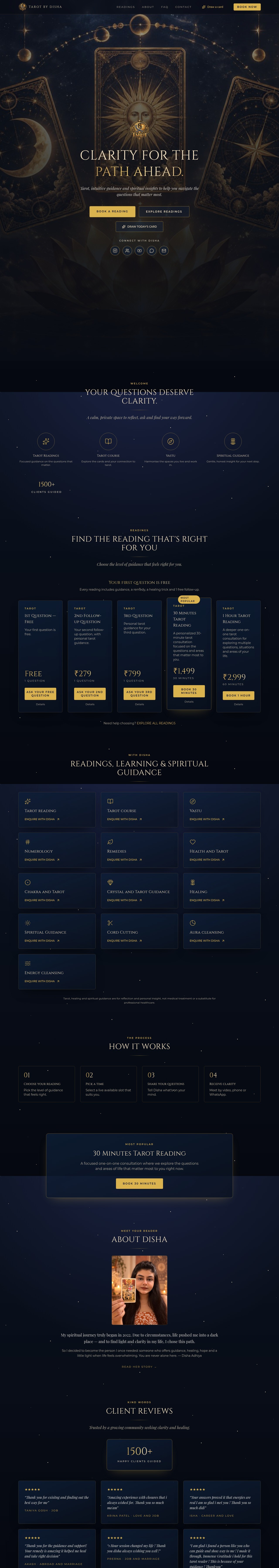 Tarot by Disha website screenshot