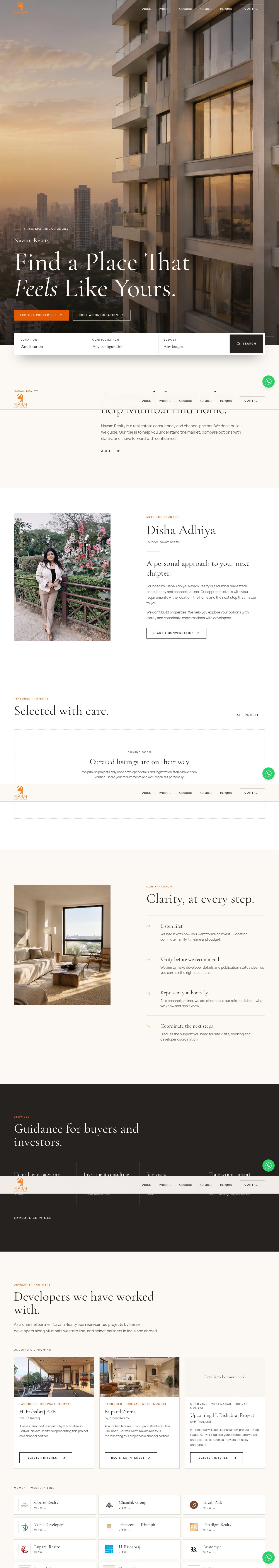 Navam Realty website screenshot